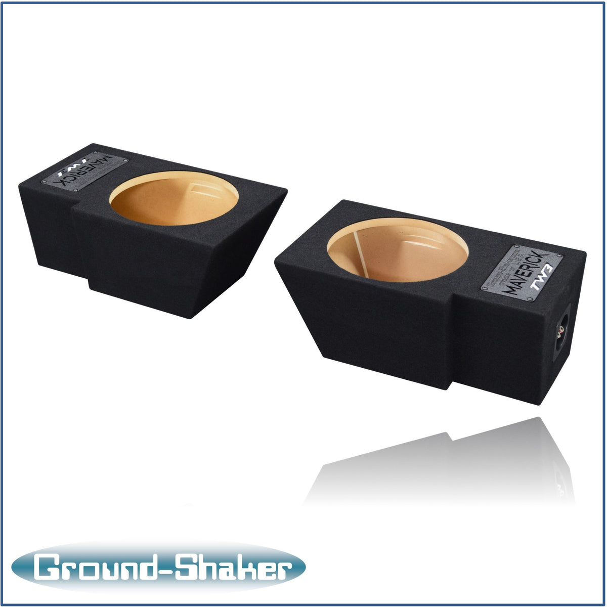 Ground Shaker dual 10 inch TW3 sealed sub boxes for Ford Maverick - side view