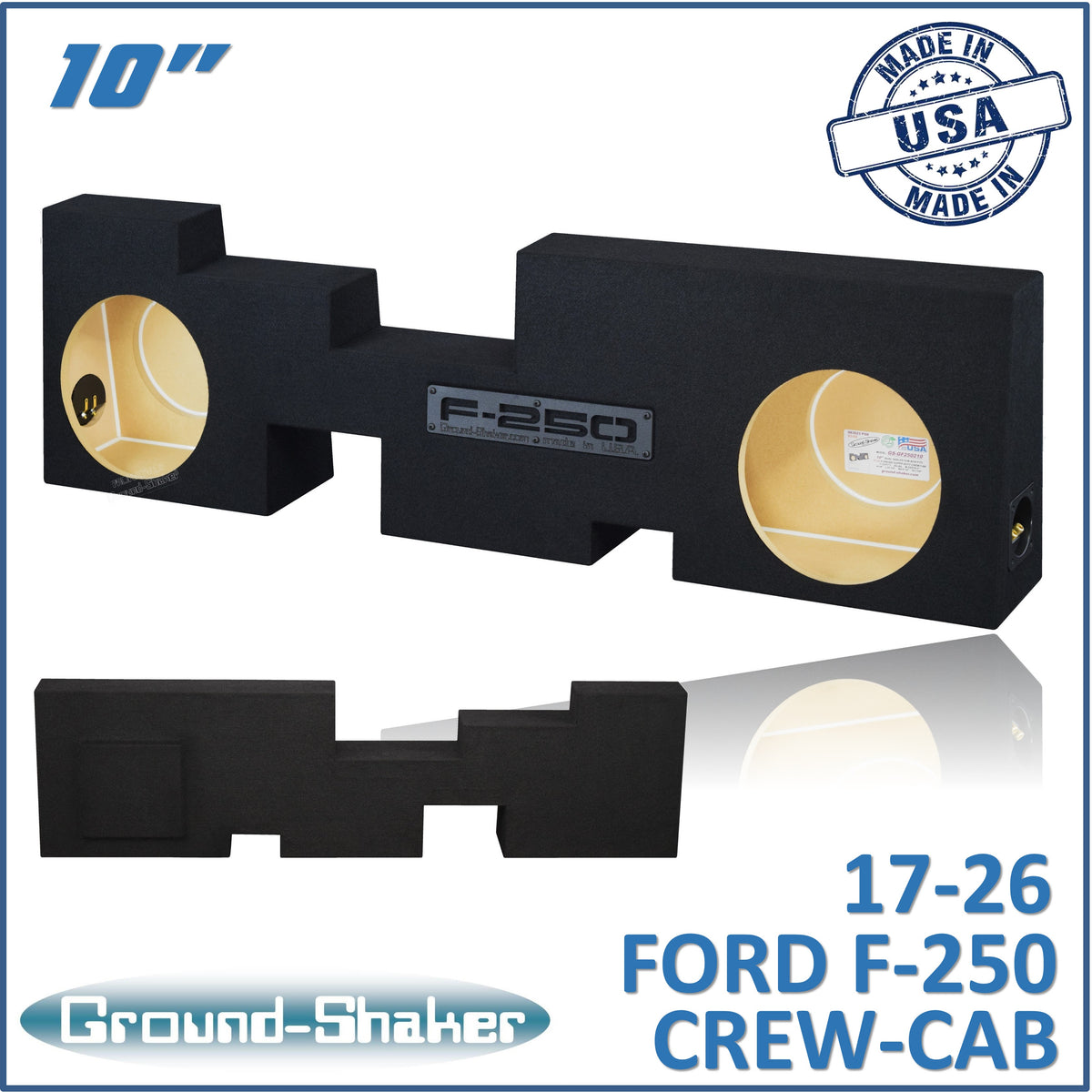 Ground Shaker GS-GF250210B dual 10 inch sealed sub box for 17-26 Ford F-250 Crew Cab — front view