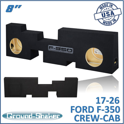 Ground Shaker GS-GF35028B dual 8 inch sealed subwoofer enclosure for 17-26 Ford F-350 Crew Cab, front view