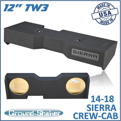 Ground Shaker GS-GMTW3212B subwoofer enclosure for Fits 14–18 GMC Sierra Crew Cab