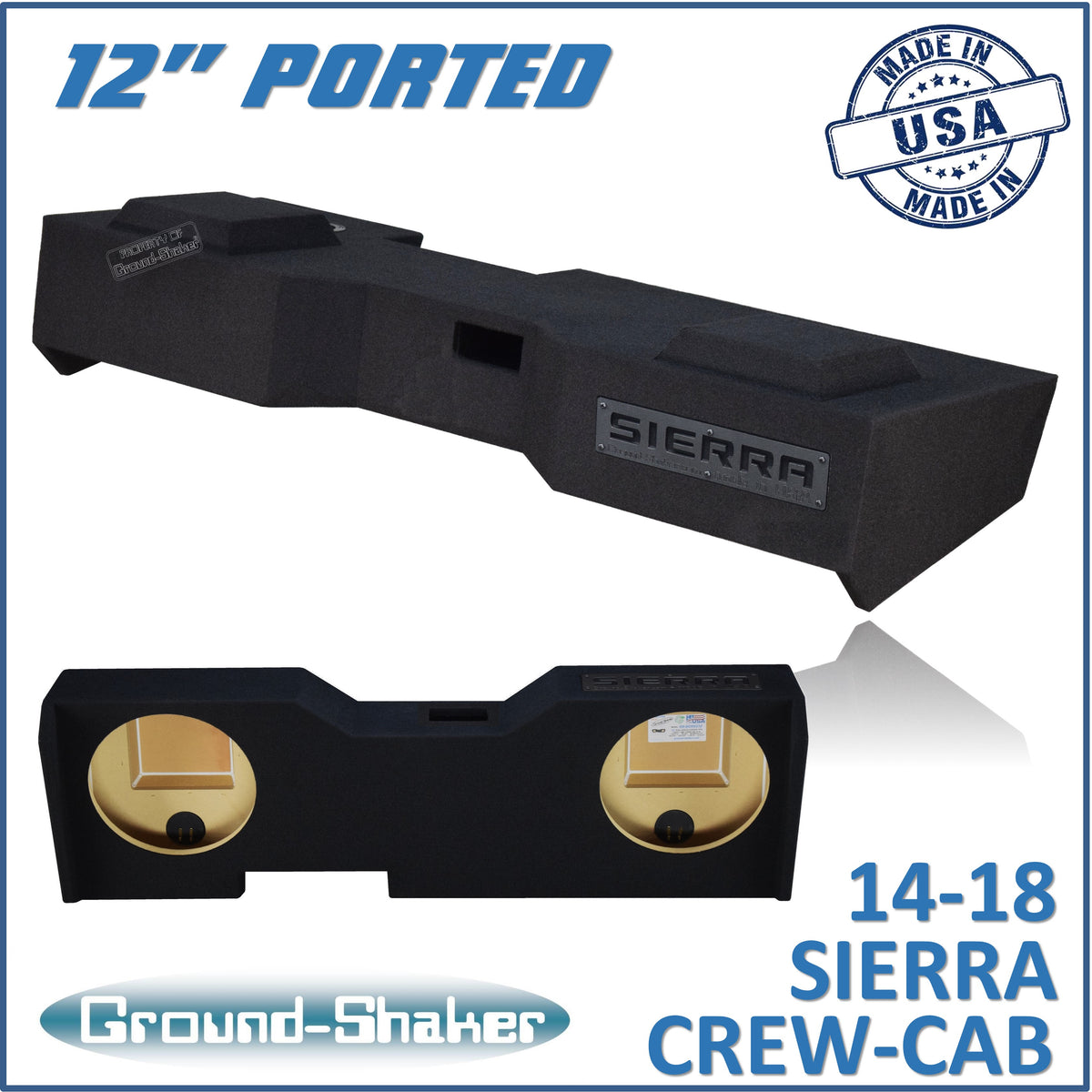 Ground Shaker GS-GMP212B subwoofer enclosure for Fits 14–18 GMC Sierra Crew Cab