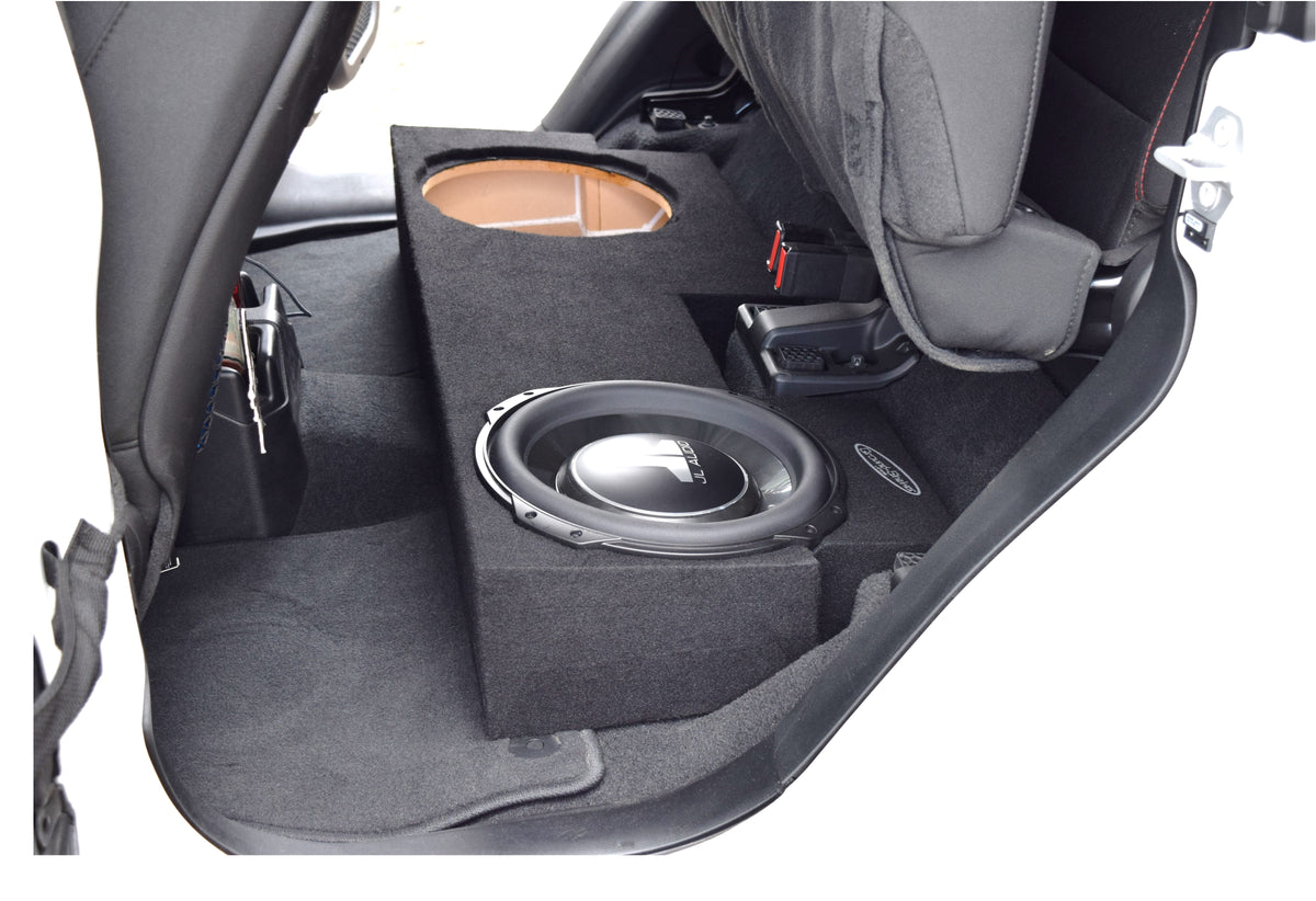 Ground Shaker GS-JPGTW3110B subwoofer enclosure shown installed in the vehicle