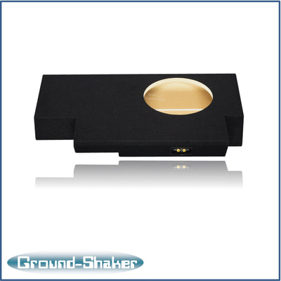 Ground Shaker GS-JPG110B carpeted subwoofer enclosure for the 2019–2026 Jeep Gladiator, alternate angle