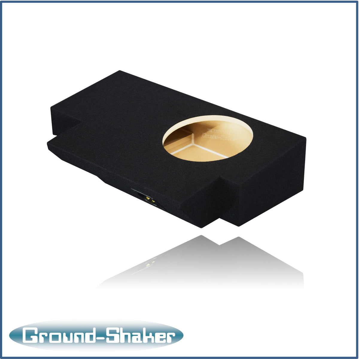 Ground Shaker GS-JPG110B carpeted subwoofer enclosure for the 2019–2026 Jeep Gladiator, alternate angle