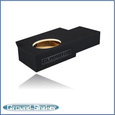 Ground Shaker GS-JPG110B carpeted subwoofer enclosure for the 2019–2026 Jeep Gladiator, alternate angle