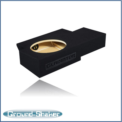 Ground Shaker GS-JPG112B carpeted subwoofer enclosure for the 2019–2026 Jeep Gladiator, alternate angle