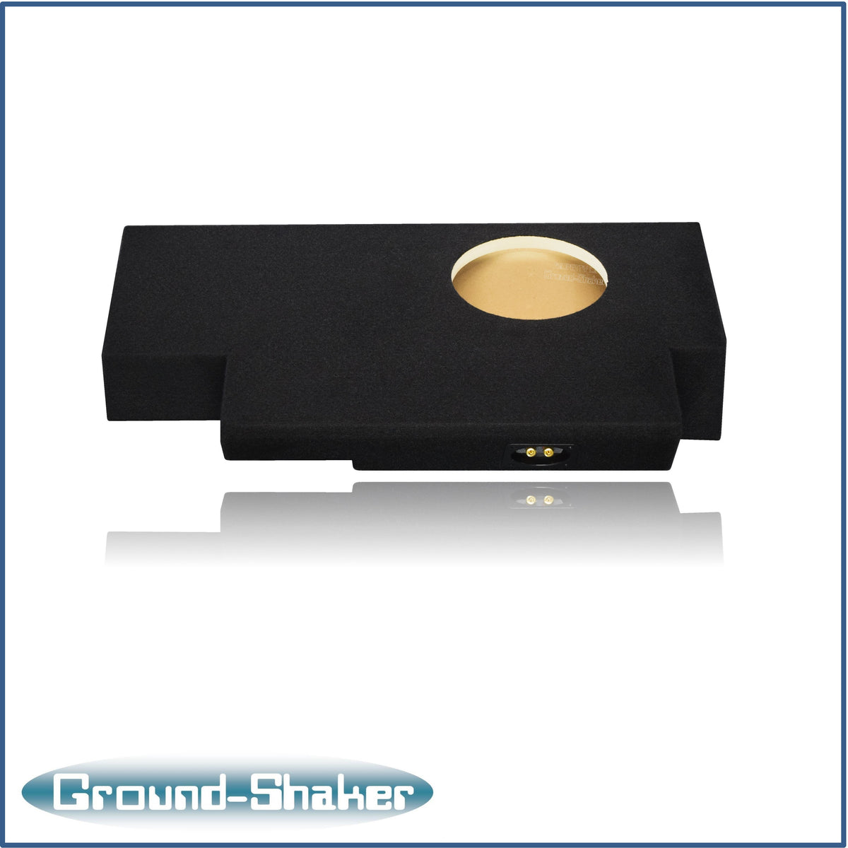 Ground Shaker GS-JPG18B carpeted subwoofer enclosure for the 2019–2026 Jeep Gladiator, alternate angle