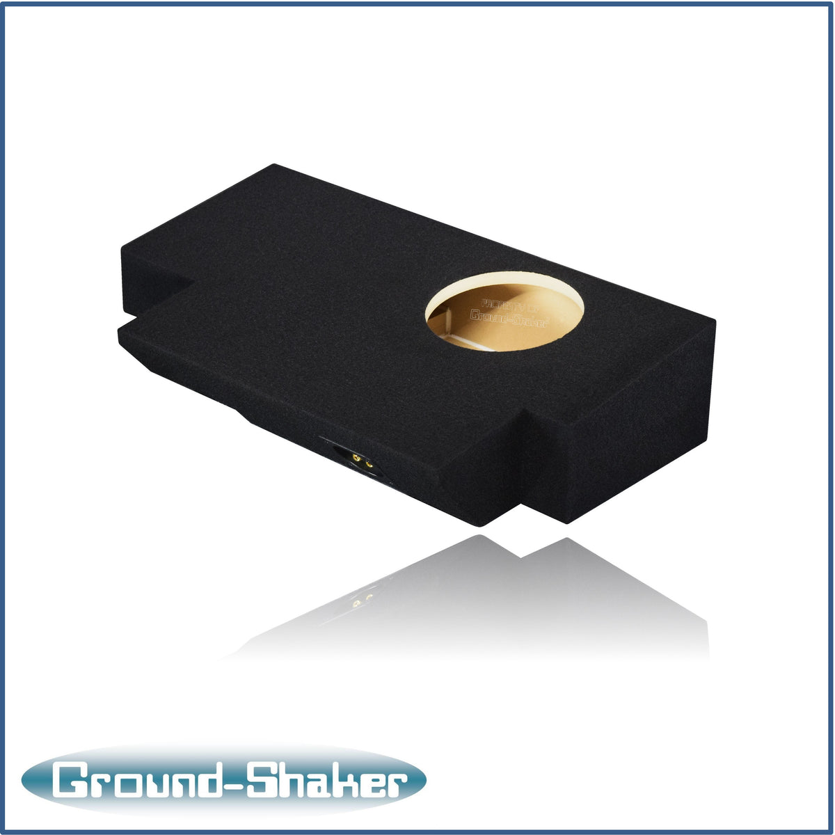 Ground Shaker GS-JPG18B carpeted subwoofer enclosure for the 2019–2026 Jeep Gladiator, alternate angle