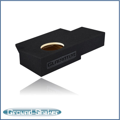 Ground Shaker GS-JPG18B carpeted subwoofer enclosure for the 2019–2026 Jeep Gladiator, alternate angle
