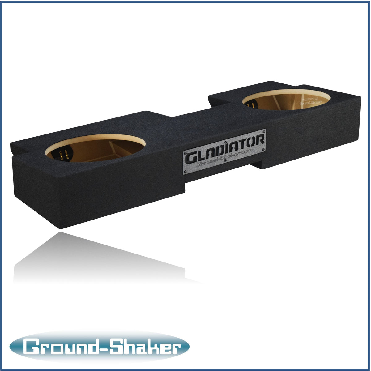 Ground Shaker GS-JPG212B carpeted subwoofer enclosure for the 2019–2026 Jeep Gladiator, alternate angle