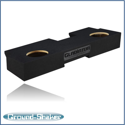 Ground Shaker GS-JPG28B carpeted subwoofer enclosure for the 2019–2026 Jeep Gladiator, alternate angle
