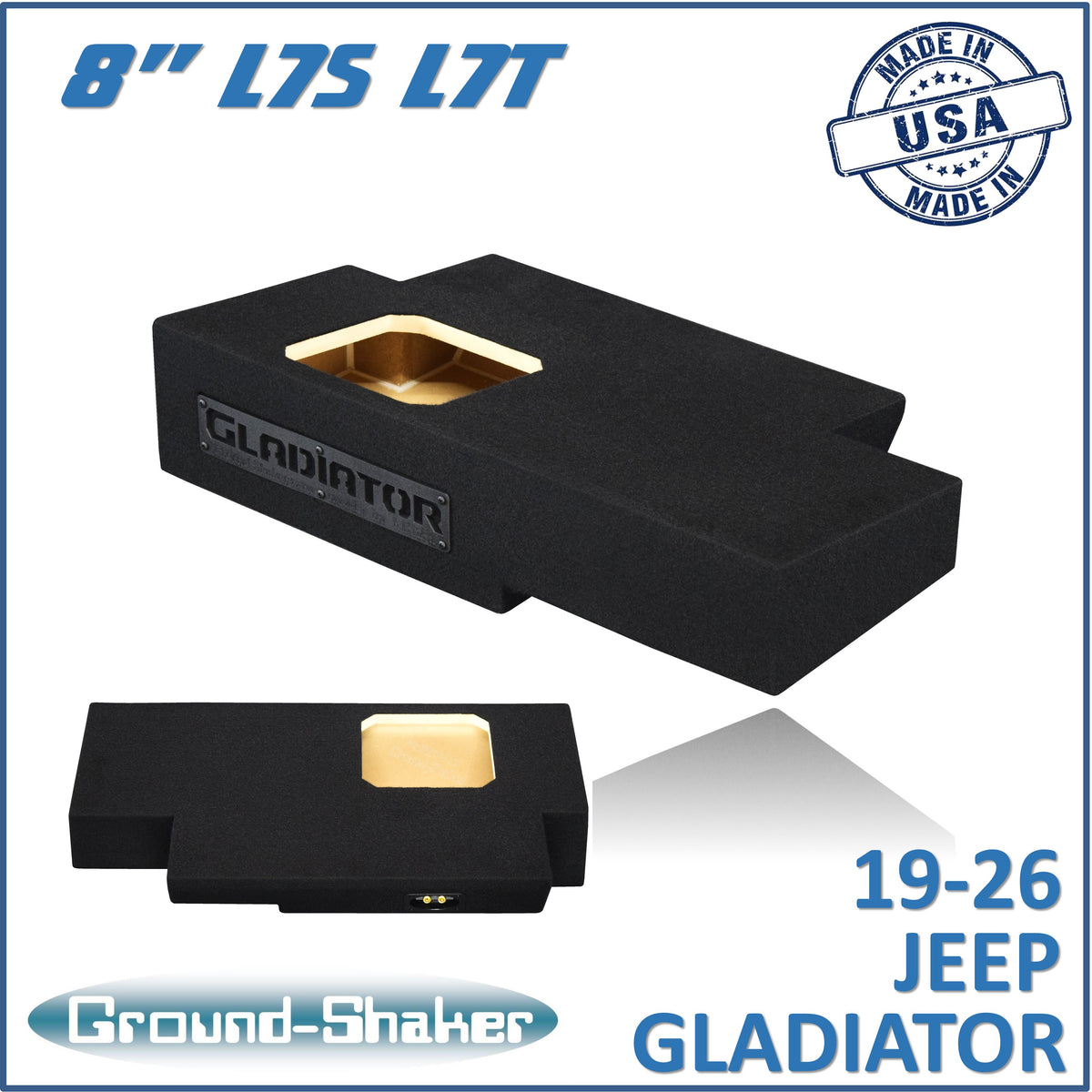 Ground Shaker GS-JPGKK18B carpeted subwoofer enclosure for the 2019–2026 Jeep Gladiator