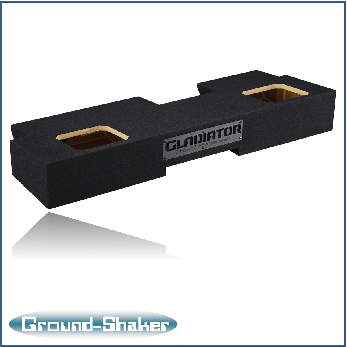 Ground Shaker GS-JPGKK28B carpeted subwoofer enclosure for the 2019–2026 Jeep Gladiator, alternate angle