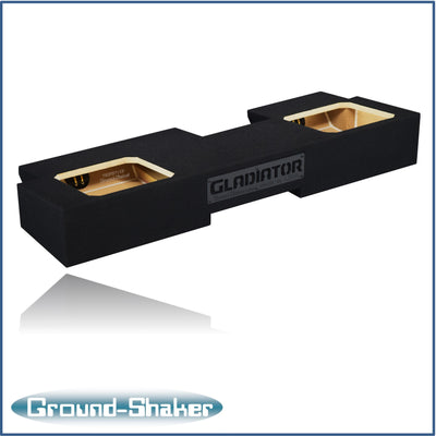 Ground Shaker GS-JPGL7T210B carpeted subwoofer enclosure for the 2019–2026 Jeep Gladiator, alternate angle