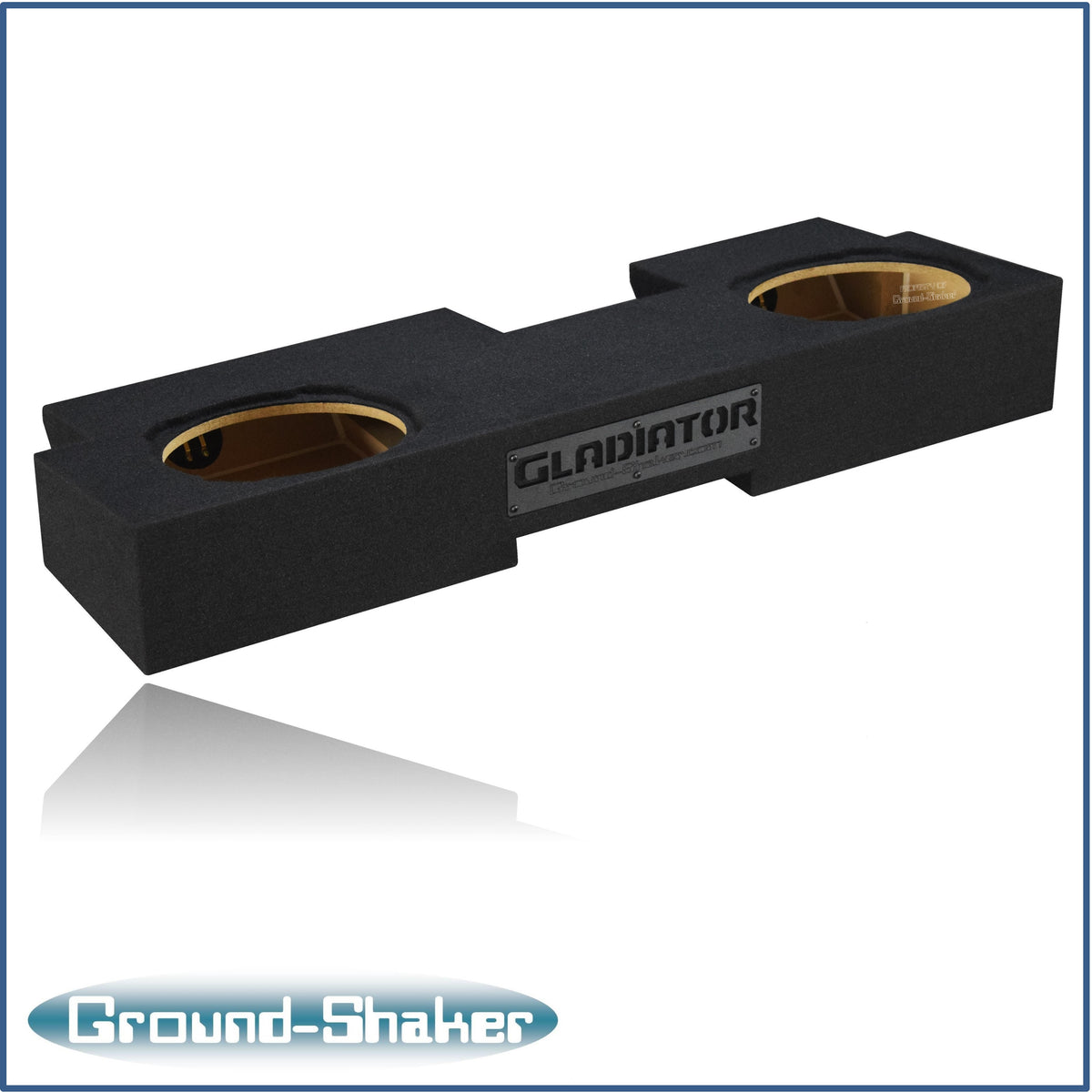 Ground Shaker GS-JPGTW3210B carpeted subwoofer enclosure for the 2019–2026 Jeep Gladiator, alternate angle