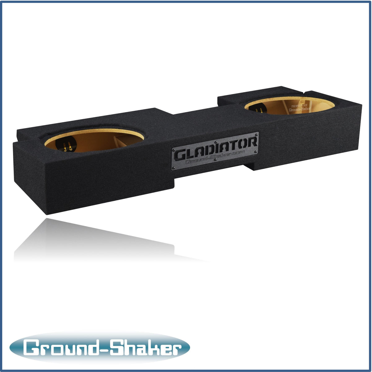 Ground Shaker GS-JPGTW3212B carpeted subwoofer enclosure for the 2019–2026 Jeep Gladiator, alternate angle
