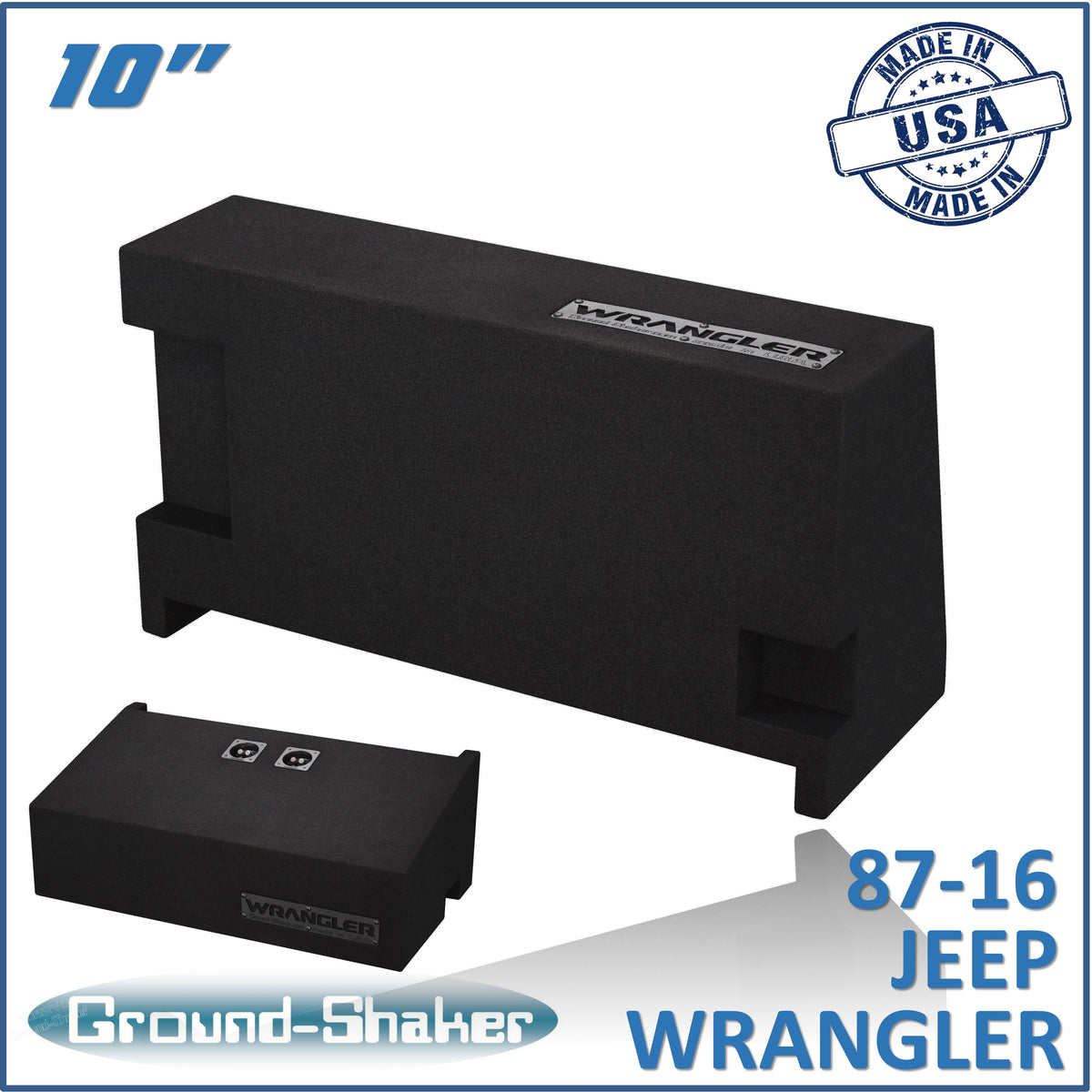 Ground Shaker GS-JPW210B carpeted subwoofer enclosure for the 1987–2016 Jeep Wrangler (2-door)