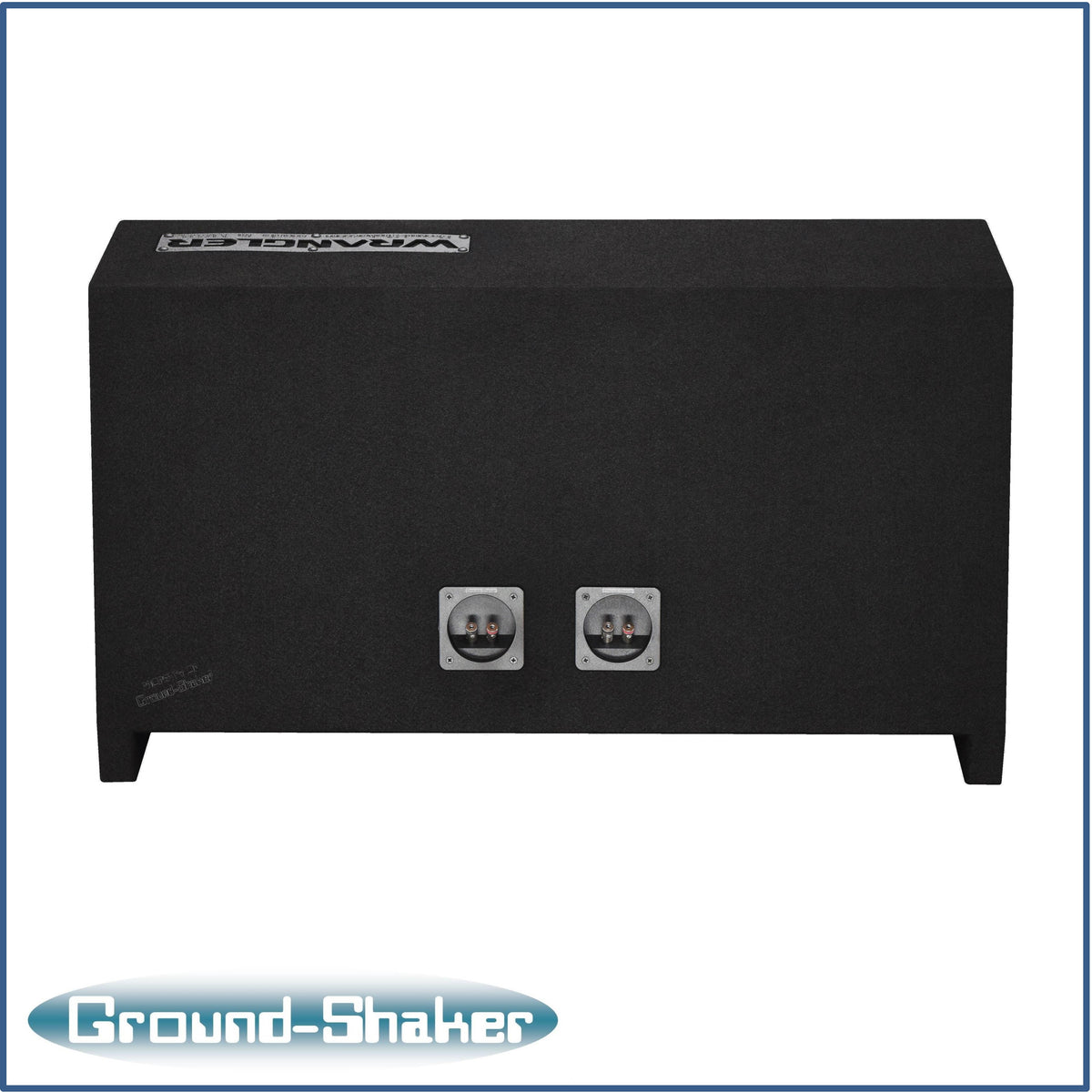 Ground Shaker GS-JPW210B carpeted subwoofer enclosure for the 1987–2016 Jeep Wrangler (2-door), alternate angle