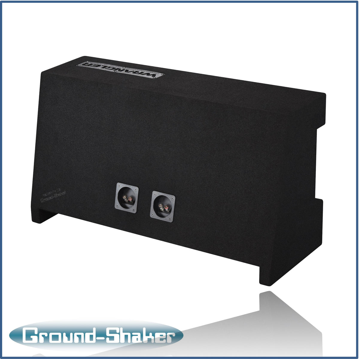 Ground Shaker GS-JPW210B carpeted subwoofer enclosure for the 1987–2016 Jeep Wrangler (2-door), alternate angle