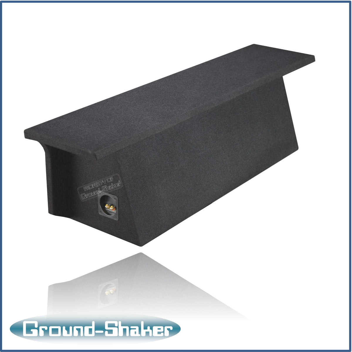 Ground Shaker GS-JPW4D28B carpeted subwoofer enclosure for the 2007–2022 Jeep Wrangler Unlimited (4-door), alternate angle