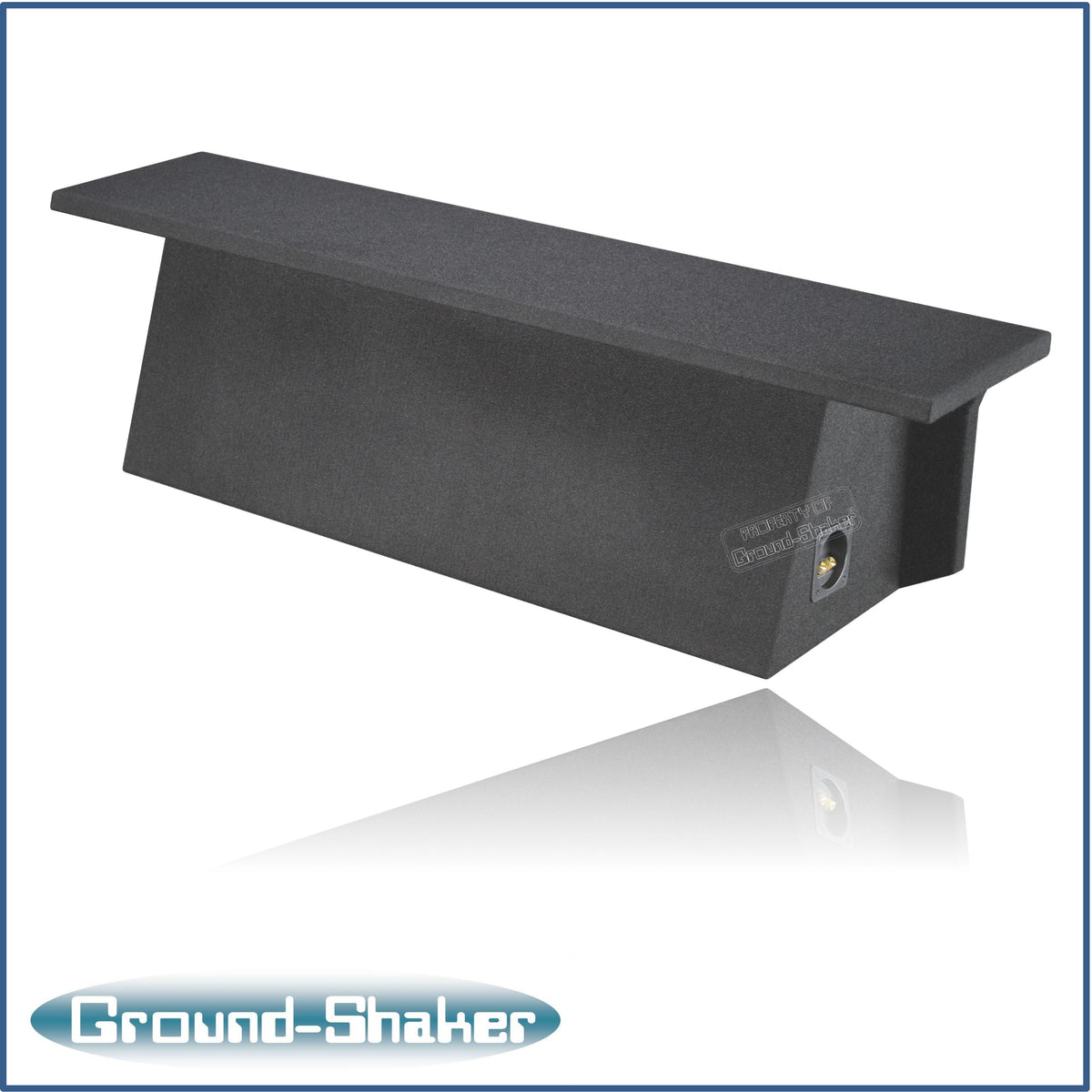 Ground Shaker GS-JPW4D28B carpeted subwoofer enclosure for the 2007–2022 Jeep Wrangler Unlimited (4-door), alternate angle