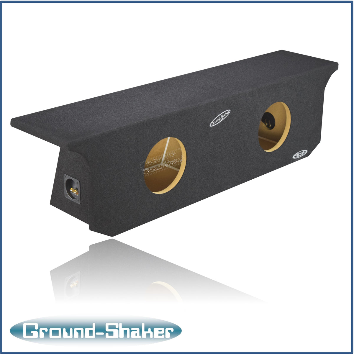 Ground Shaker GS-JPW4D28B carpeted subwoofer enclosure for the 2007–2022 Jeep Wrangler Unlimited (4-door), alternate angle