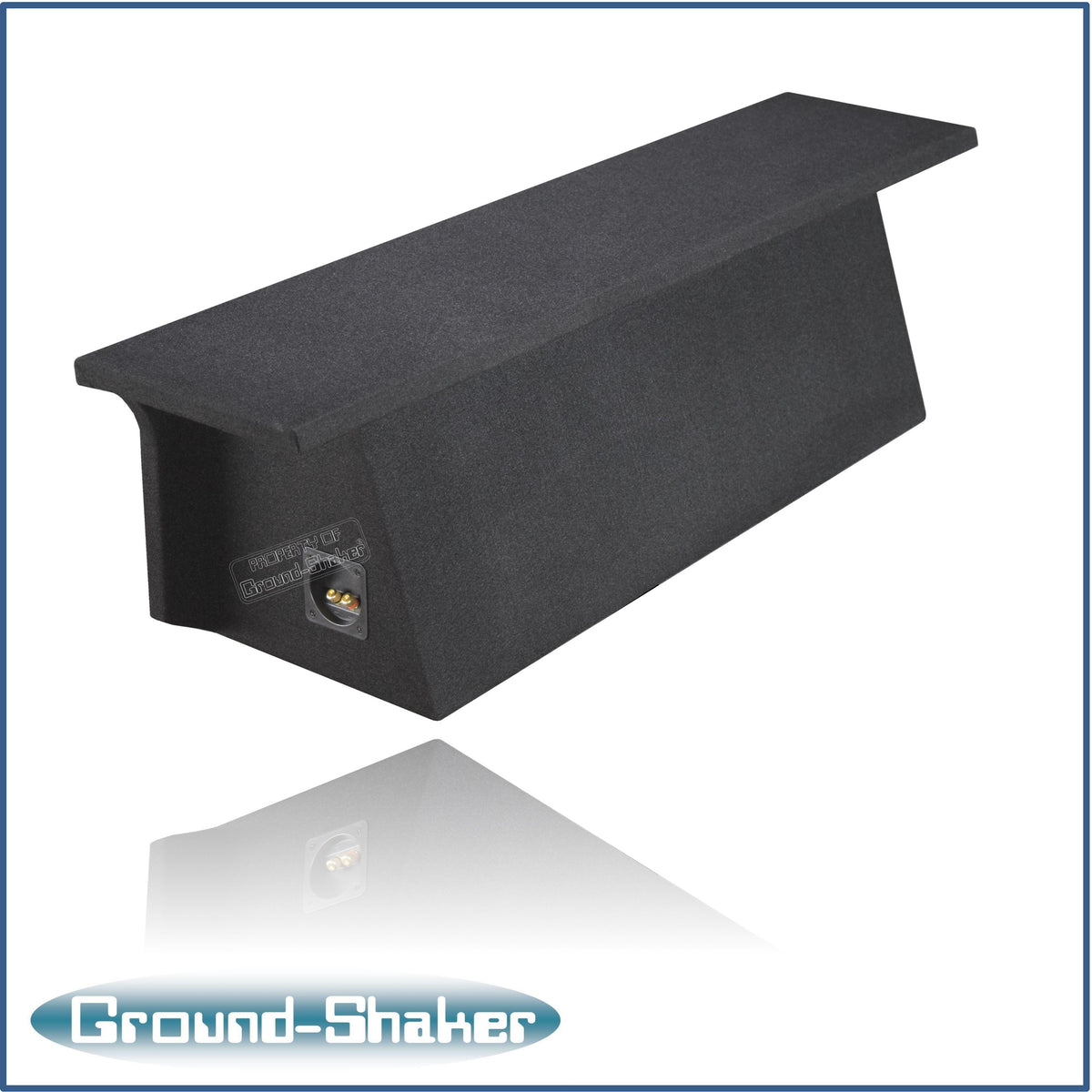Ground Shaker GS-JPW4DKK212B carpeted subwoofer enclosure for the 2007–2022 Jeep Wrangler Unlimited (4-door), alternate angle