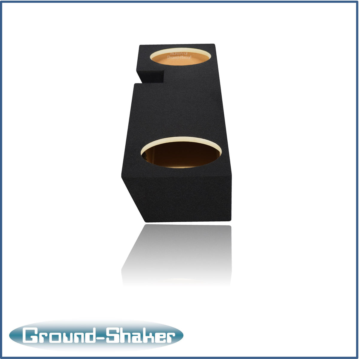 Ground Shaker dual 10 inch sealed sub box installed under rear seat of Ford F-250 Ext Cab