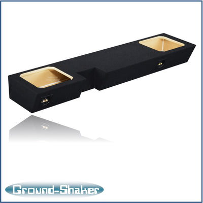Ground Shaker dual 10 inch square-cutout sealed sub box for 02-16 Ford F-250 Ext Cab, side profile