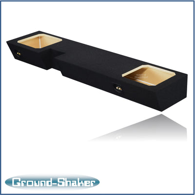 Ground Shaker dual 10 inch square-cutout sealed sub box for 02-16 Ford F-250 Ext Cab, terminal detail