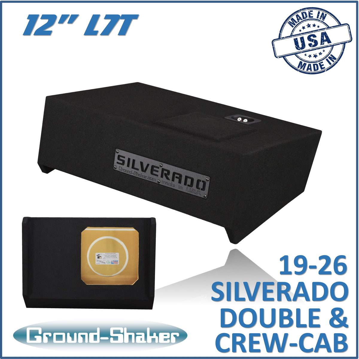 GS-LCHVL7T112B subwoofer enclosure for Fits 19–26 Chevy Silverado Crew Cab
