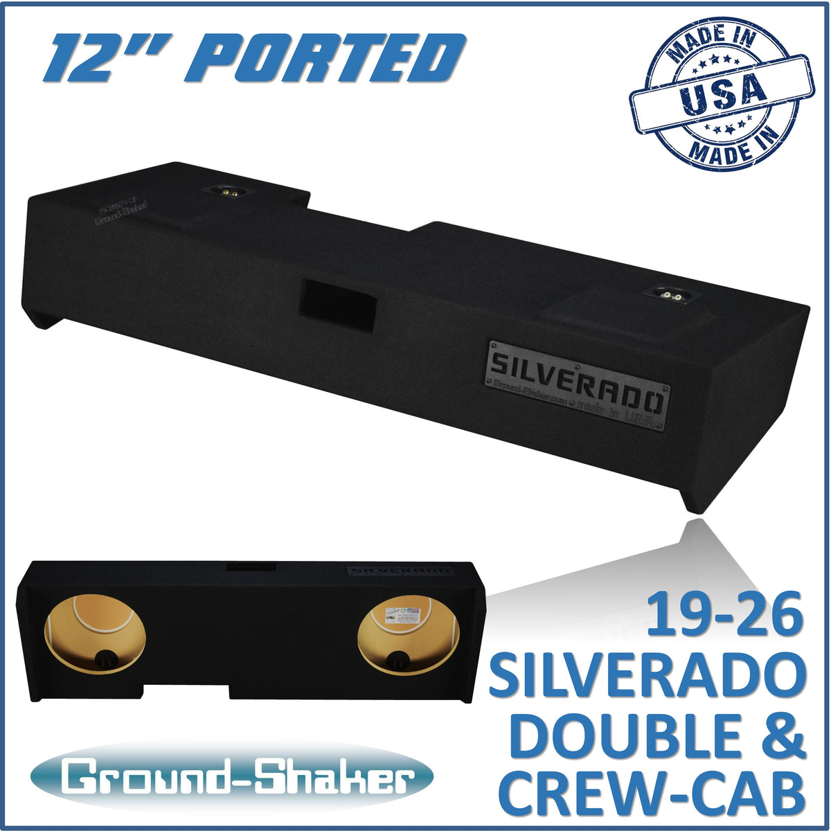 GS-LCHVP212B subwoofer enclosure for Fits 19–26 Chevy Silverado Crew Cab