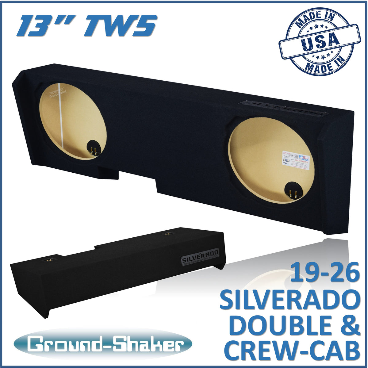GS-LCHVTW5213B subwoofer enclosure for Fits 19–26 Chevy Silverado Crew Cab