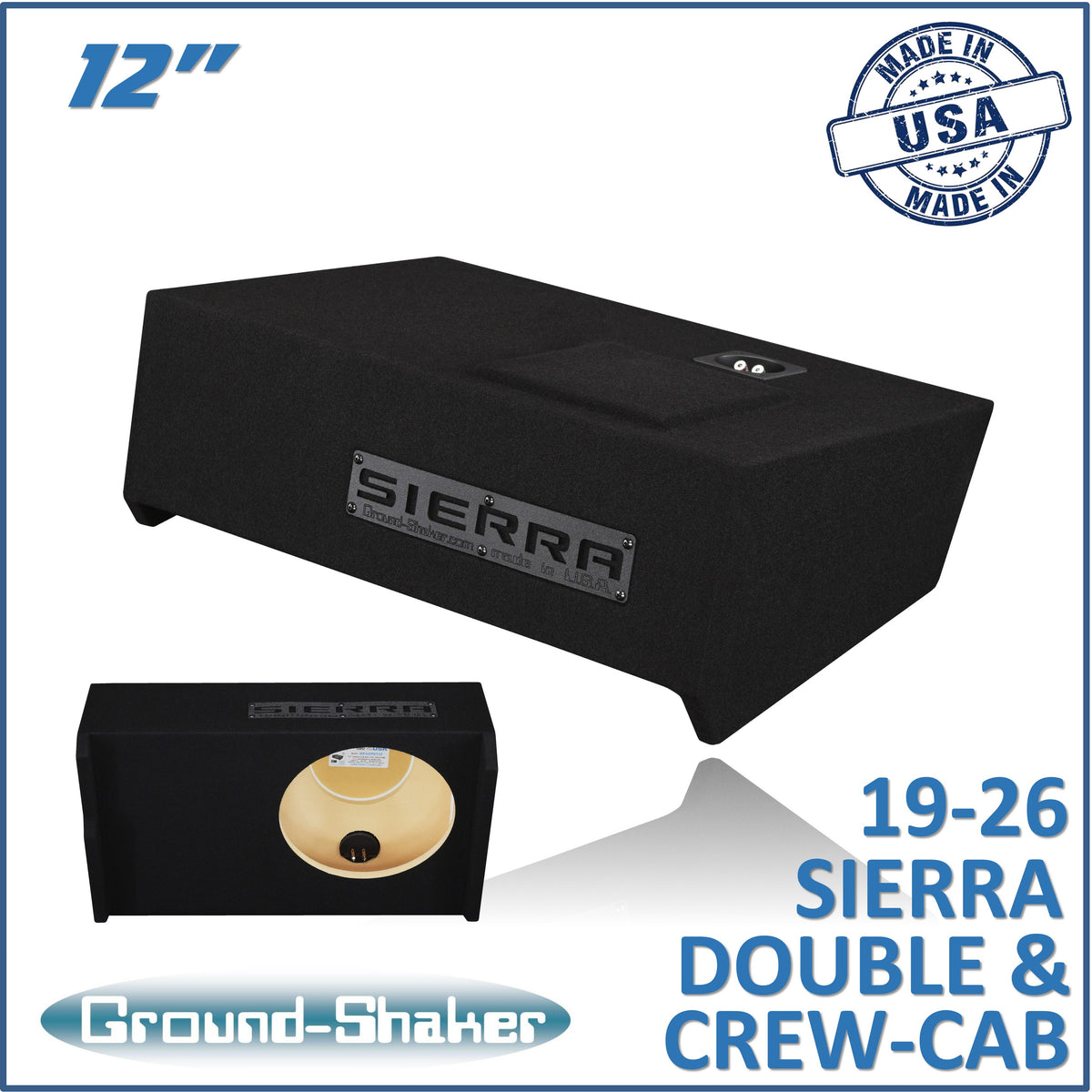 Ground Shaker GS-LGM112B subwoofer enclosure for Fits 19–26 GMC Sierra Crew Cab