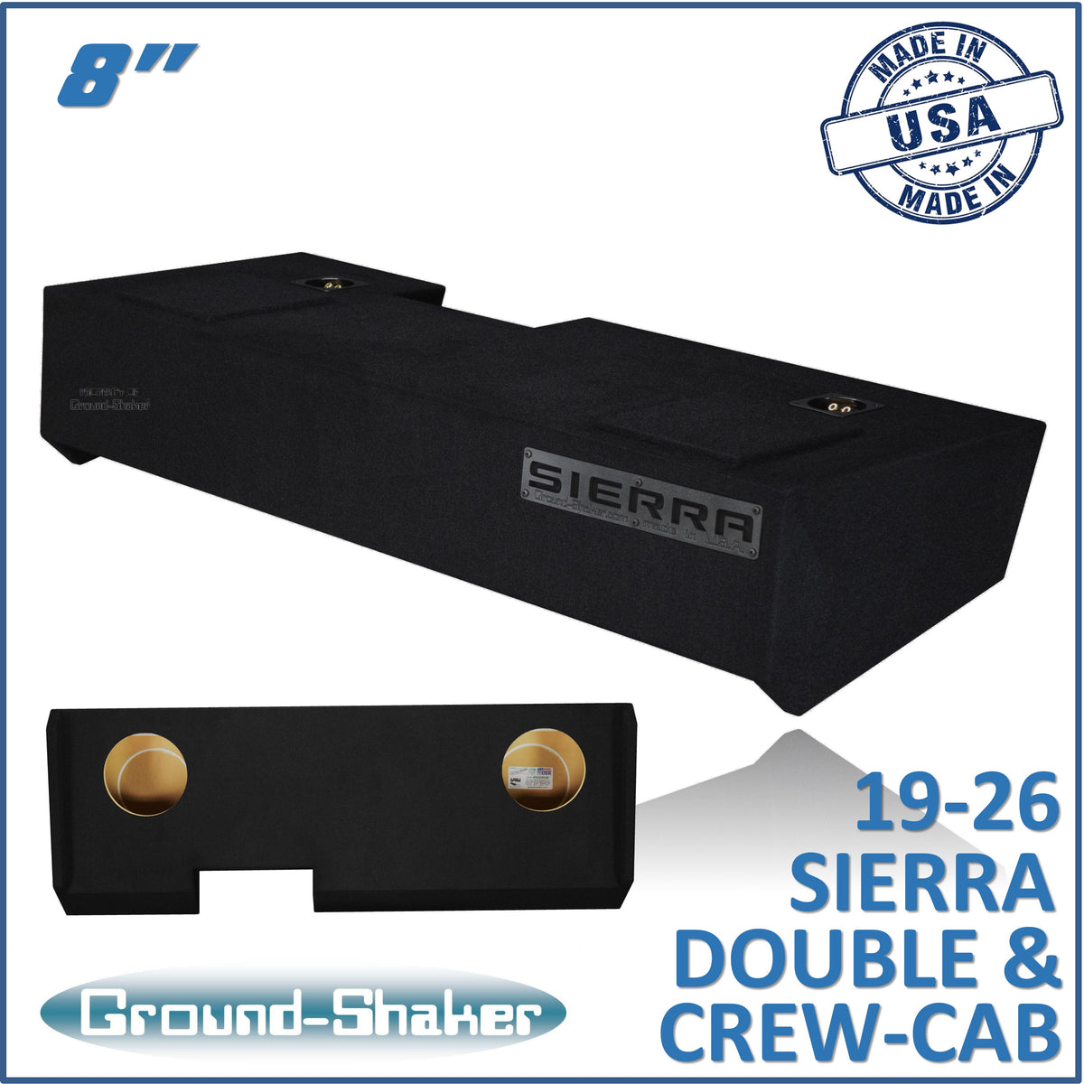 Ground Shaker GS-LGM28B subwoofer enclosure for Fits 19–26 GMC Sierra Crew Cab