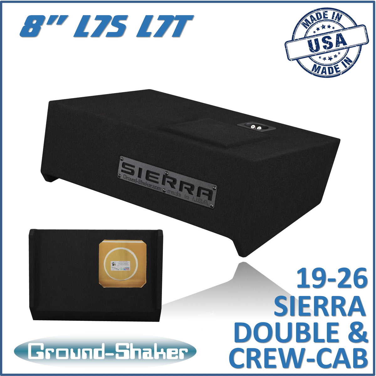 Ground Shaker GS-LGMKK18B subwoofer enclosure for Fits 19–26 GMC Sierra Crew Cab