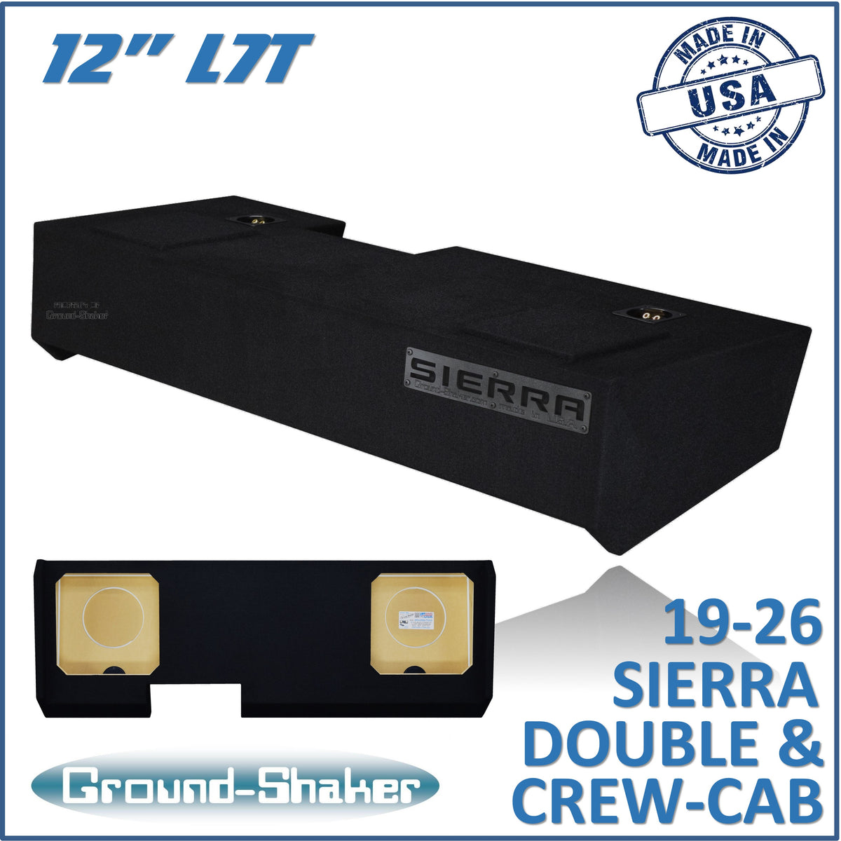 Ground Shaker GS-LGML7T212B subwoofer enclosure for Fits 19–26 GMC Sierra Crew Cab