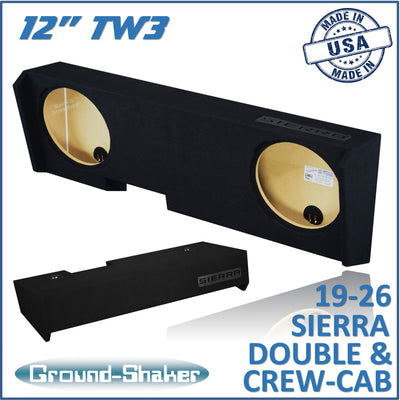 Ground Shaker GS-LGMTW3212B subwoofer enclosure for Fits 19–26 GMC Sierra Crew Cab