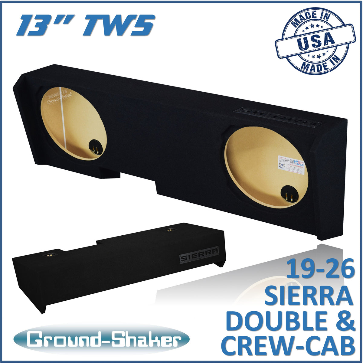 Ground Shaker GS-LGMTW5213B subwoofer enclosure for Fits 19–26 GMC Sierra Crew Cab
