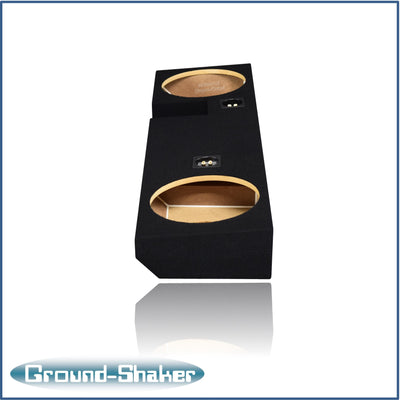 Ground Shaker GS-NF150212B dual 12 inch sealed enclosure installed under rear seat of Ford F-150 Ext-Cab
