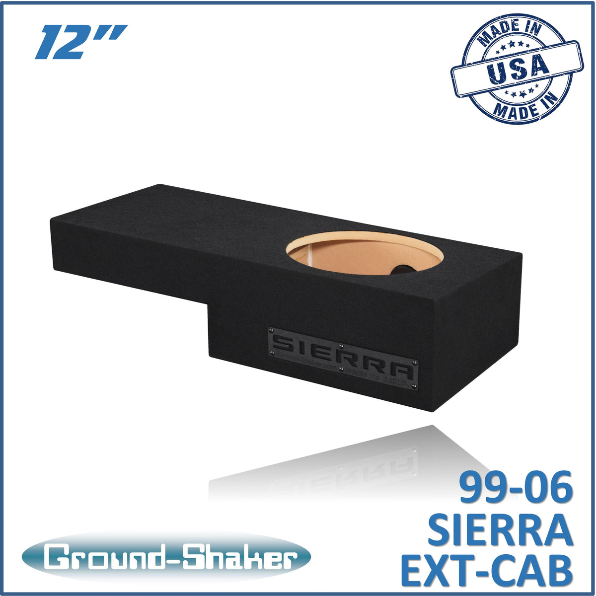Ground Shaker GS-NGM112B subwoofer enclosure for Fits 99–06 GMC Sierra Extended Cab