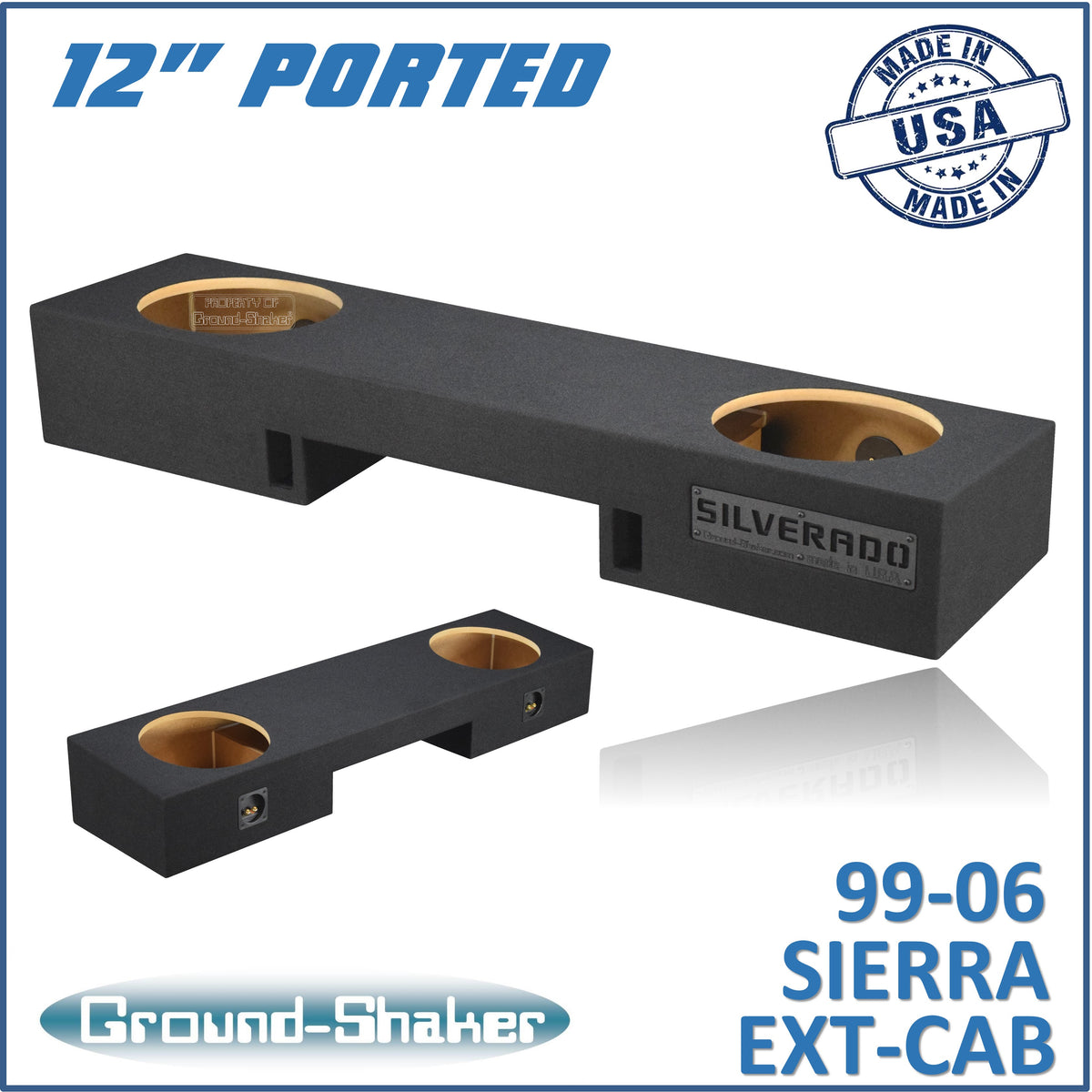 Ground Shaker GS-NGMP212B subwoofer enclosure for Fits 99–06 GMC Sierra Extended Cab