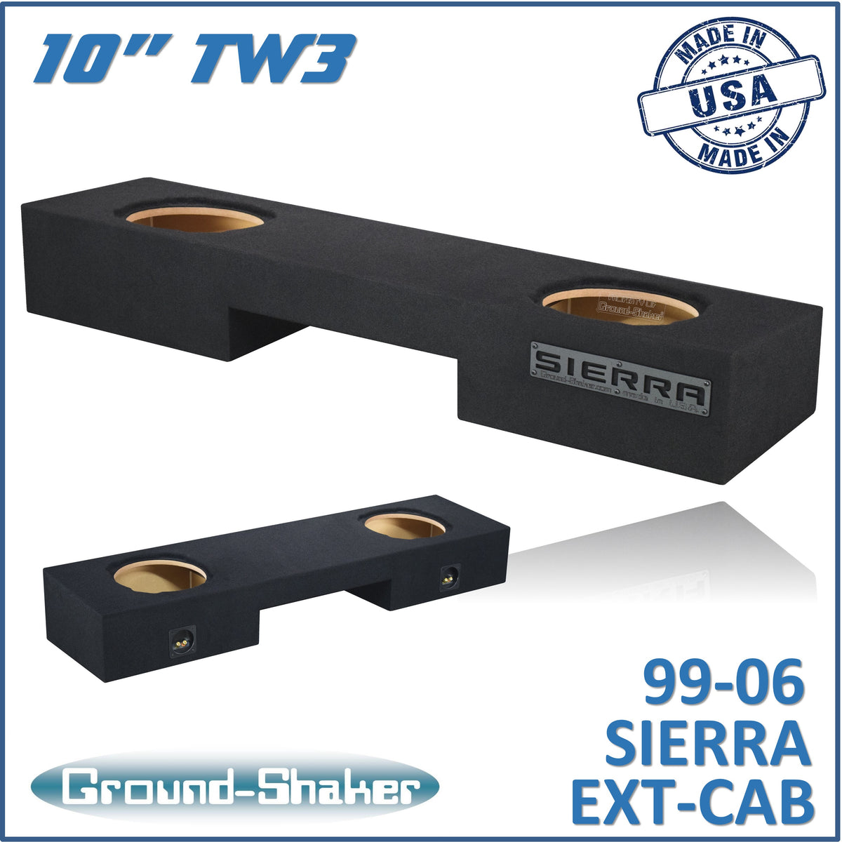 Ground Shaker GS-NGMTW3210B subwoofer enclosure for Fits 99–06 GMC Sierra Extended Cab