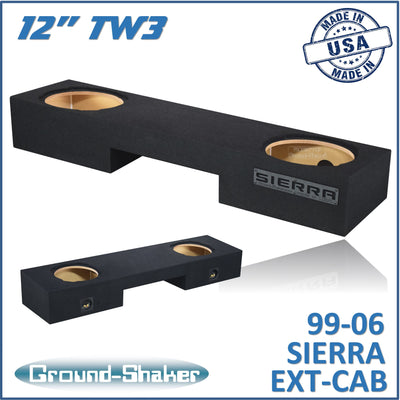 Ground Shaker GS-NGMTW3212B subwoofer enclosure for Fits 99–06 GMC Sierra Extended Cab