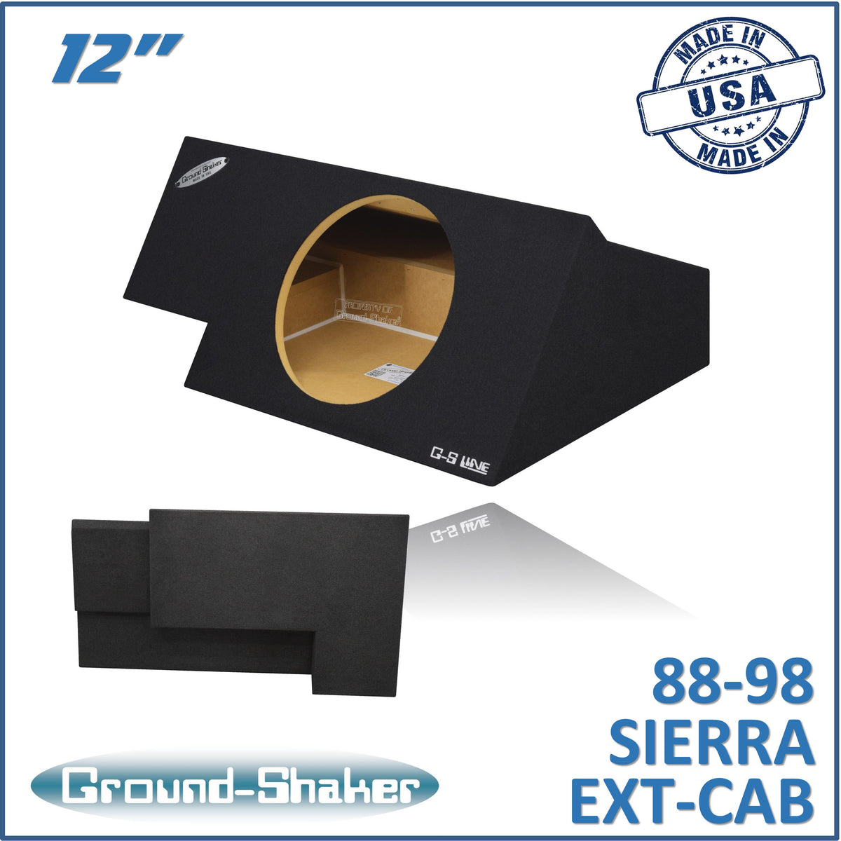 Ground Shaker GS-OGM112B subwoofer enclosure for Fits 88–98 GMC Sierra Extended Cab