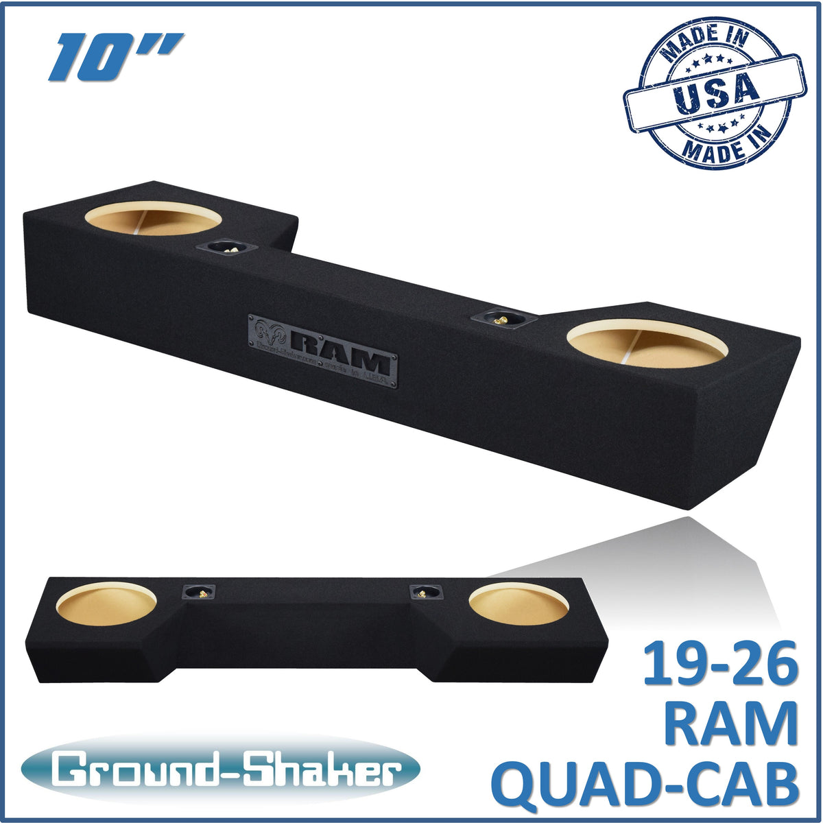 Ground Shaker GS-QDG210B subwoofer enclosure for Fits 19–26 Dodge Ram Quad Cab