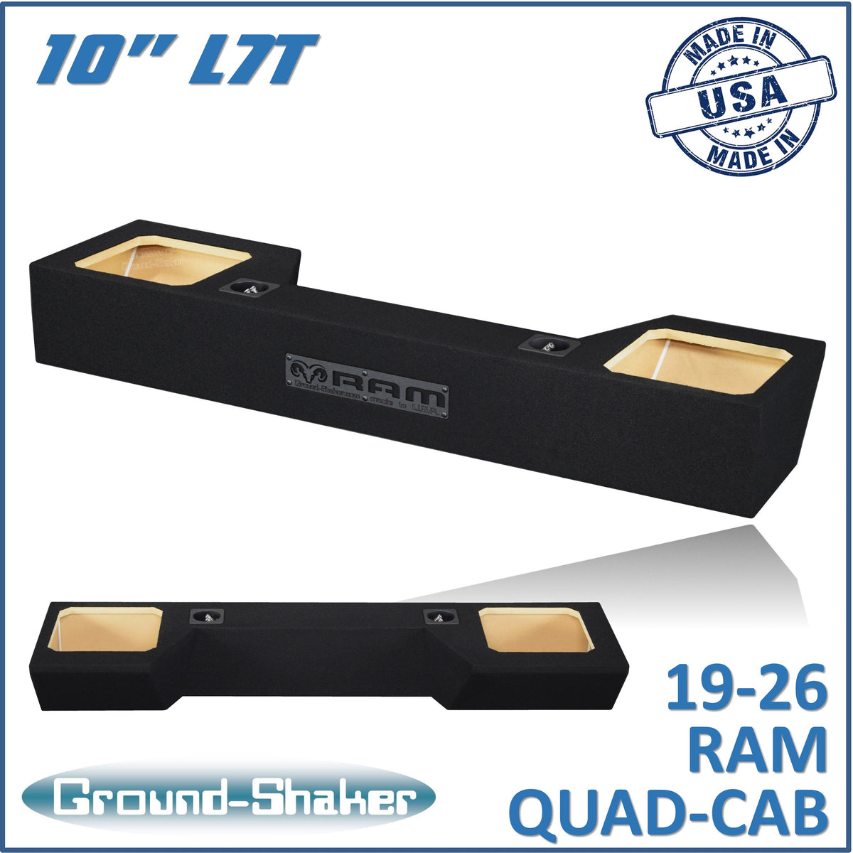 Ground Shaker GS-QDGL7T210B subwoofer enclosure for Fits 19–26 Dodge Ram Quad Cab