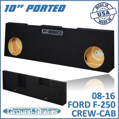 Ground Shaker GS-RF250P210B dual 10 inch ported sub box for 08-16 Ford F-250 Crew Cab — front view