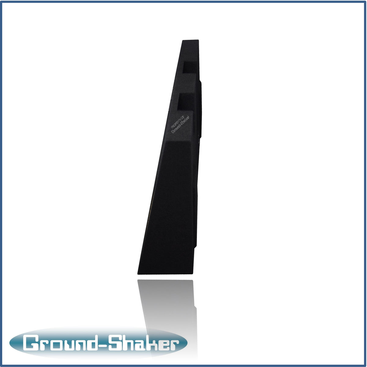 Ground Shaker GS-RF250L7T212B dual 12 inch square-cutout sub box for 08-16 Ford F-250 Crew Cab, angle view