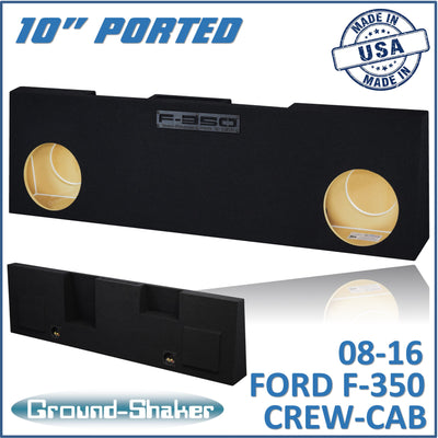 Ground Shaker GS-RF350P210B dual 10 inch ported subwoofer enclosure for 08-16 Ford F-350 Crew Cab, front view